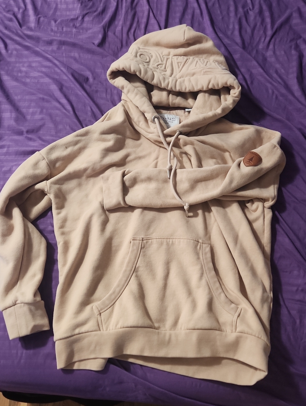 Beige Hooded Sweatshirt Pullover